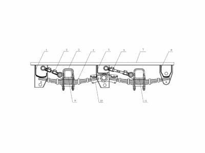 Two-Axle Reverse-Mounted Axle Suspension Device
